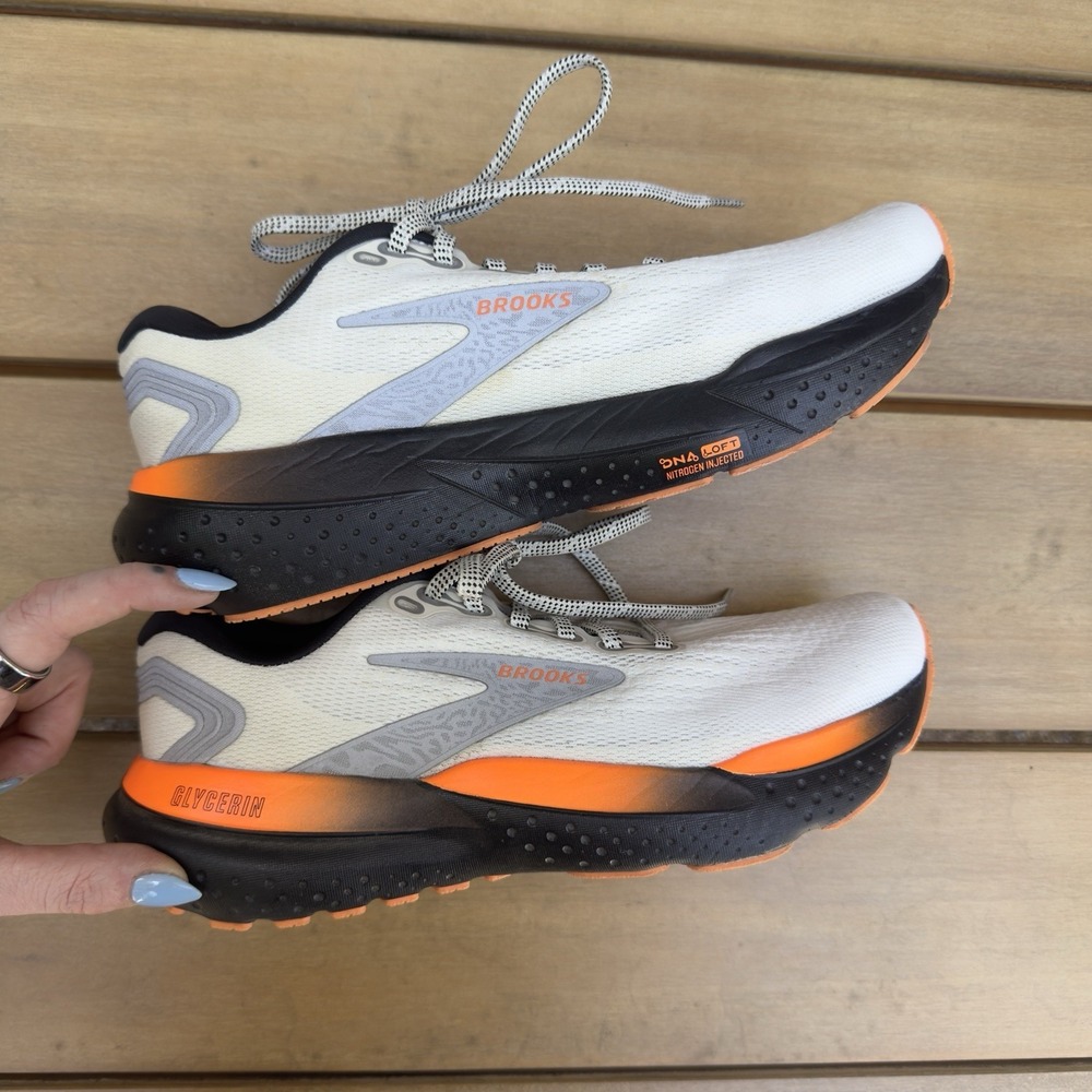 Brooks Glycerin 21 Womens 9 Running Shoes Ecru Orange Black 1204081B157 DNA LOFT - Picture 3 of 7
